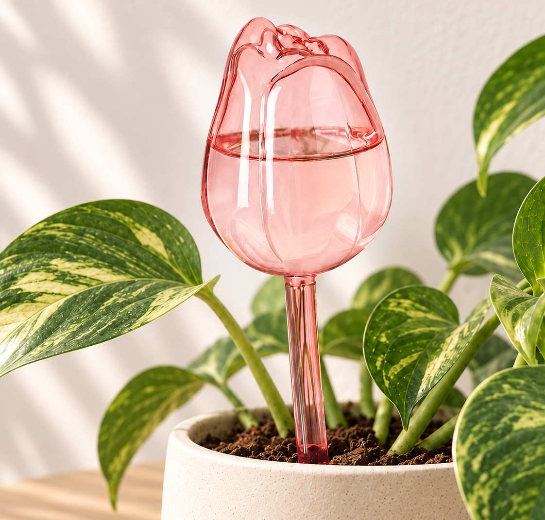 Rosa Spire-vanner i en keramikkpotte. Miljøillustrasjon; plante og potte følger ikke med.